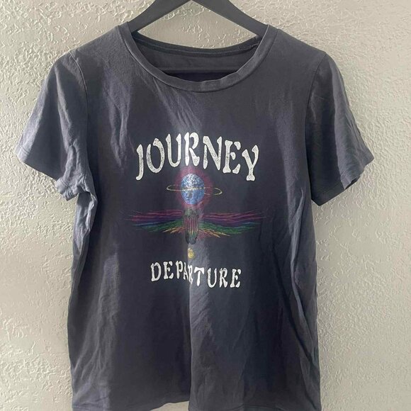 WOMEN JOURNEY DEPARTURE DISTRESSED GRAY TEE SHIRT‎ SIZE MEDIUM - Picture 1 of 3